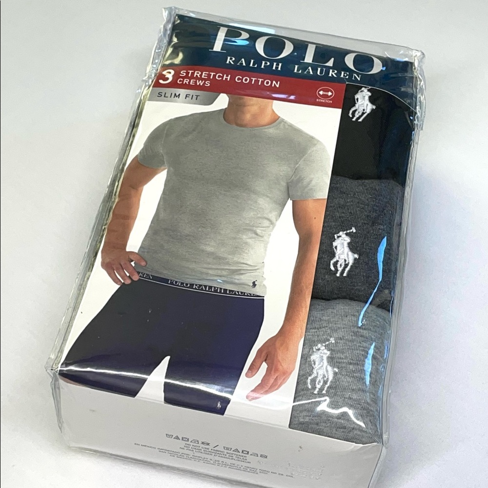 Polo Ralph Lauren Mens T-Shirt Crews Stretch Cotton Slim Fit 3 PK RWCNP3 XL New - Picture 2 of 14